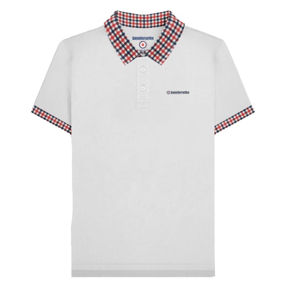 Lambretta Mens SS25 Gingham Polo Shirt / White